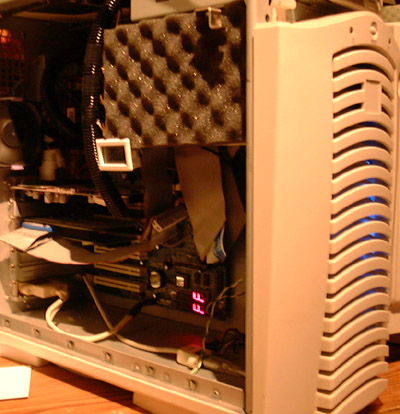 Blue LED glow visible on the case's side wall